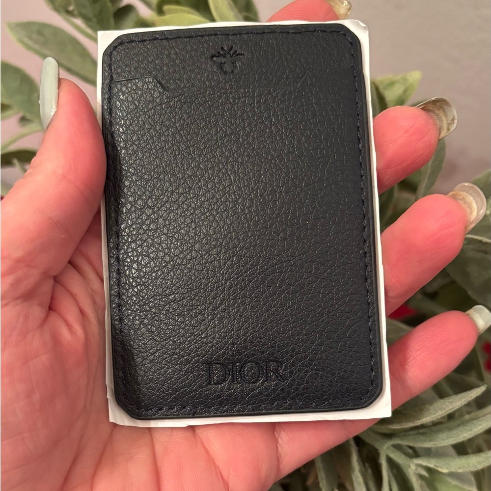 Authentic DIOR Pebbled leather logo card phone sticker NEW